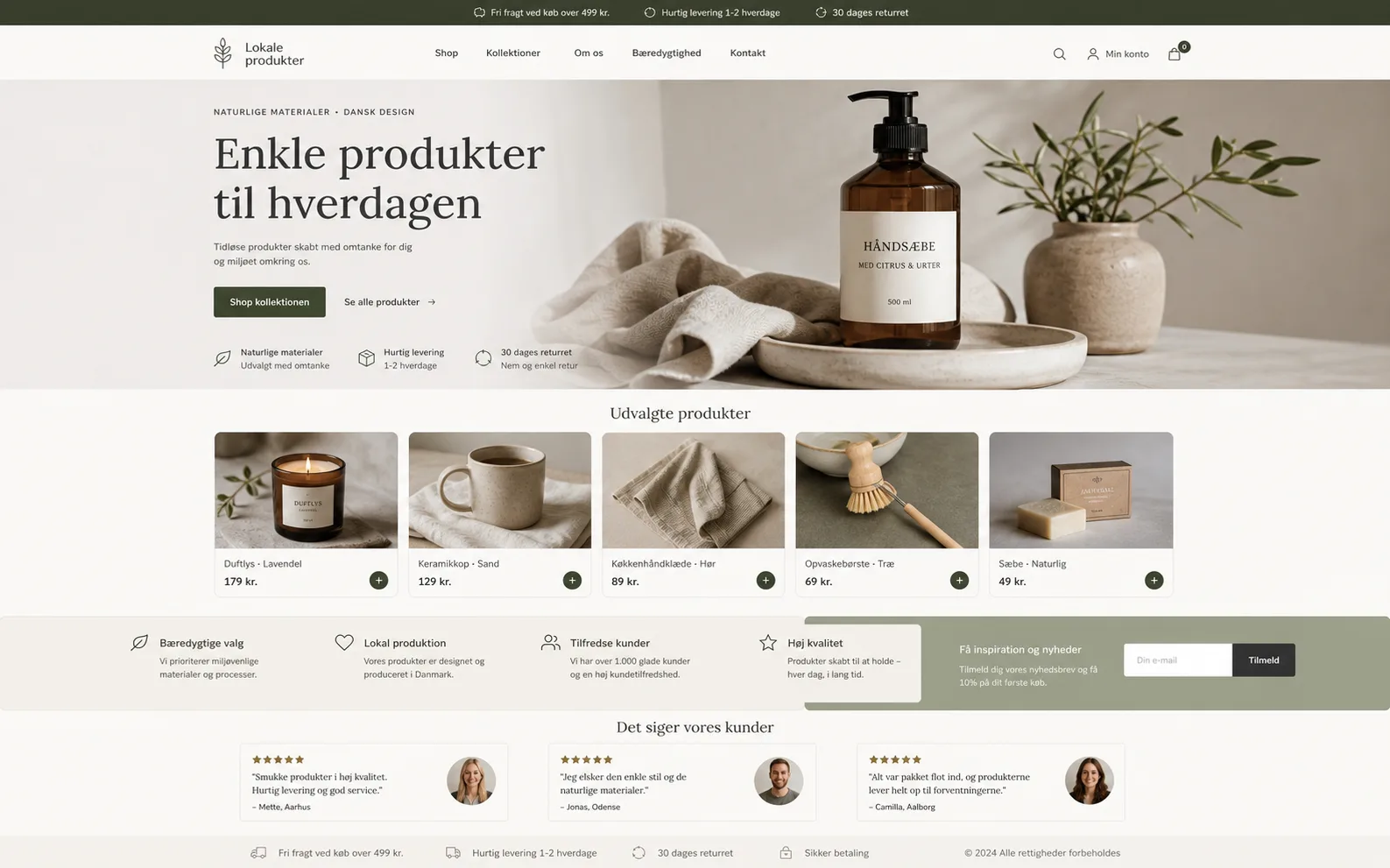 Eksempel på hjemmeside til produktbrand